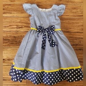 Rare Editions Striped Polka Dot Dress 5T Girls